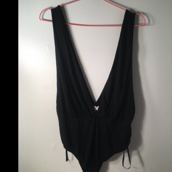 V-Neck One Piece Bodysuit - Black, New, XL - Picture 8 of 8